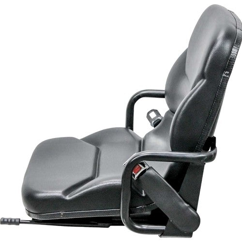 Yale Forklift Bucket Seat with Hip Restraints & Slides - Fits Various Models - Black Vinyl