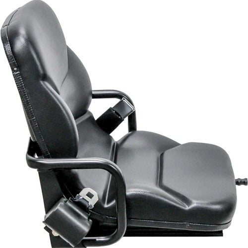 Yale Forklift Replacement Bucket Seat with Hip Restraints & Slides - Fits Various Models - Black Vinyl