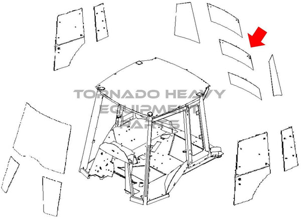 John Deere T242699 Loader/Backhoe Rear Middle Window Replacement Cab Glass