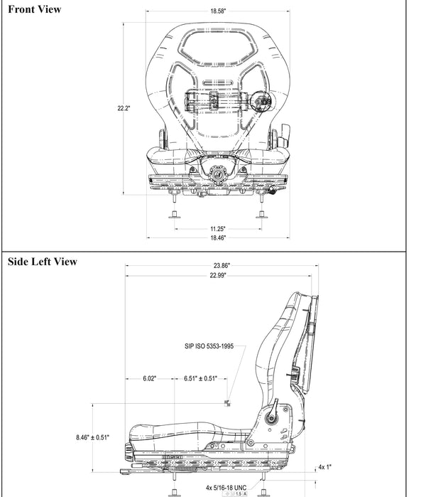 Caterpillar Replacement Skid Steer Seat & Mechanical Suspension - Fits Various Models - Gray Vinyl