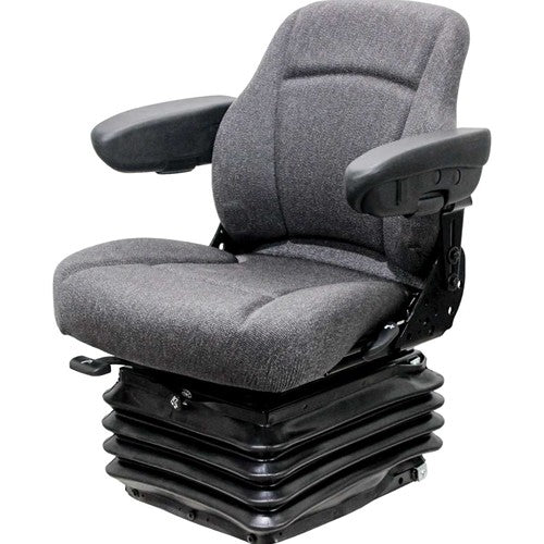 John Deere Motor Grader Replacement Seat & Air Suspension - Fits Various Models - Gray Cloth