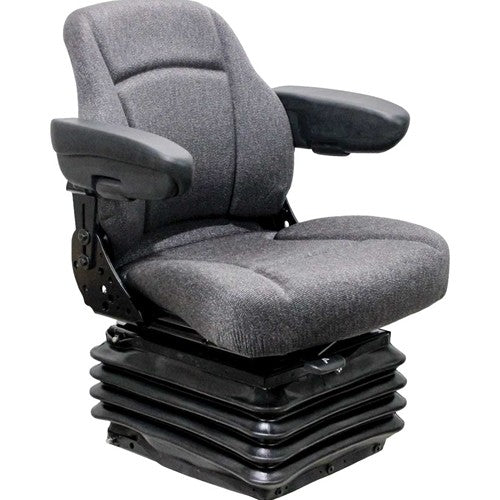 John Deere Motor Grader Replacement Seat & Air Suspension - Fits Various Models - Gray Cloth