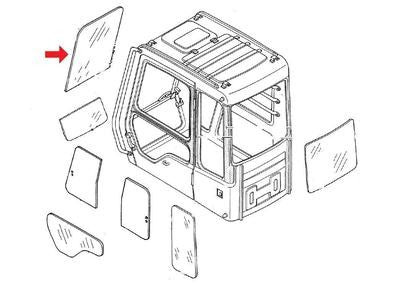 Hitachi FYA00018907 Zaxis Series Excavator Front Upper Window Replacement Cab Glass