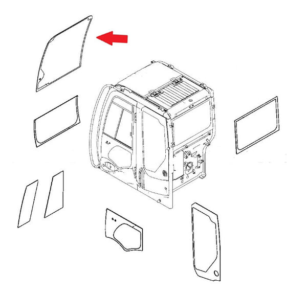 Hitachi 4664382 Zaxis Series Excavator Upper Front Window Cab Glass