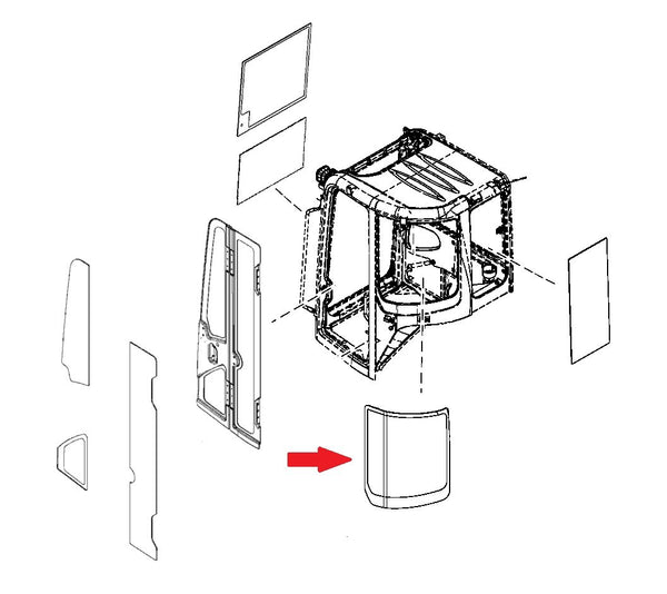 Hitachi 4635162 Zaxis Series Excavator LH Rear Window Replacement Cab Glass