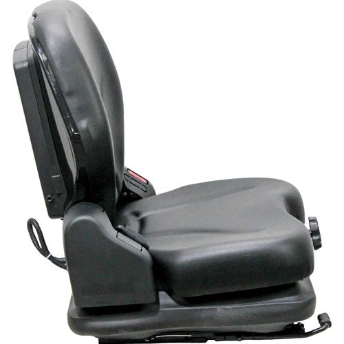 Bobcat Skid Steer Replacement Seat & Mechanical Suspension - Fits Various Models - Black Vinyl