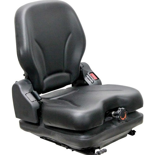 Bobcat Skid Steer Replacement Seat & Mechanical Suspension - Fits Various Models - Black Vinyl