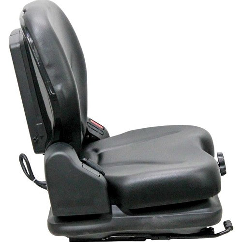 Case Roller Seat & Mechanical Suspension - Fits Various Models - Black Vinyl