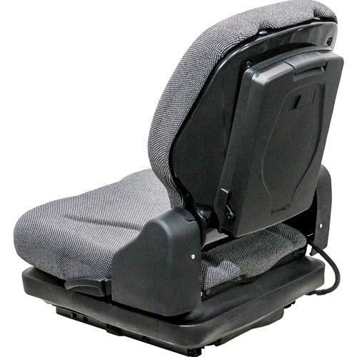 Case Roller Seat & Mechanical Suspension - Fits Various Models - Black/Gray Cloth