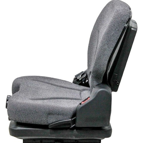 Case Roller Replacement Seat & Mechanical Suspension - Fits Various Models - Black/Gray Cloth