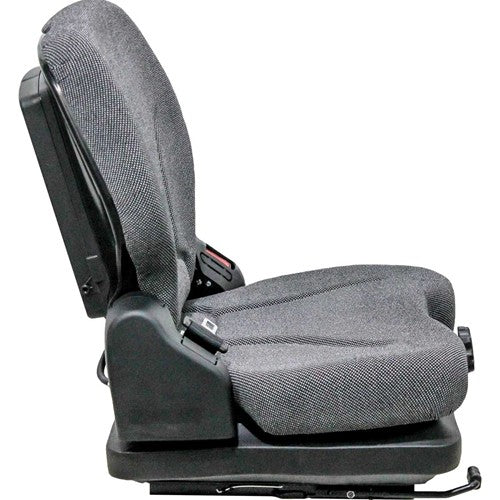 Case Roller Seat & Mechanical Suspension - Fits Various Models - Black/Gray Cloth