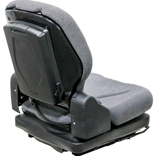 Case Roller Replacement Seat & Mechanical Suspension - Fits Various Models - Black/Gray Cloth