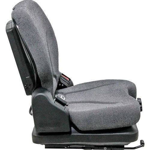 Case Roller Replacement Seat & Mechanical Suspension - Fits Various Models - Black/Gray Cloth