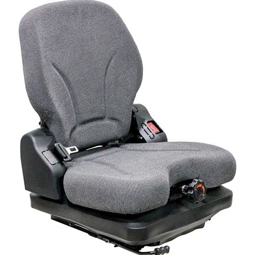 Case Roller Replacement Seat & Mechanical Suspension - Fits Various Models - Black/Gray Cloth