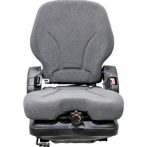 Case Roller Replacement Seat & Mechanical Suspension - Fits Various Models - Black/Gray Cloth