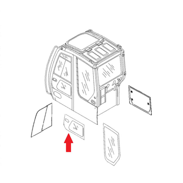 Hitachi 4457176 Zaxis Series Excavator Lower Door Window Replacement Cab Glass