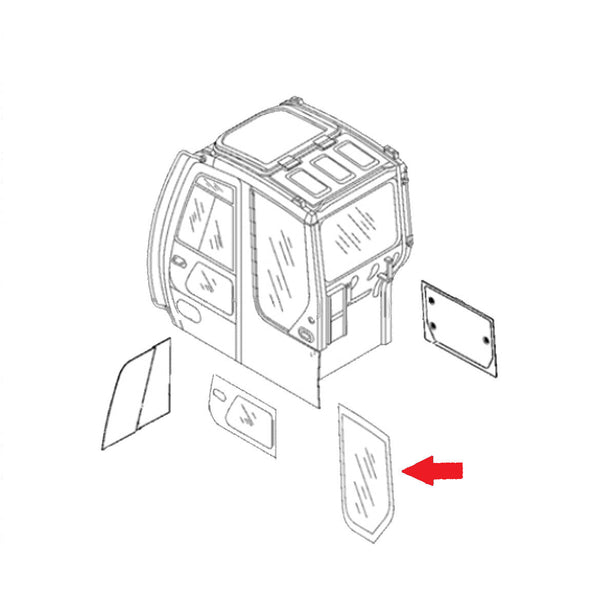 Hitachi 4457178 Zaxis Series Excavator LH Rear Window Replacement Cab Glass