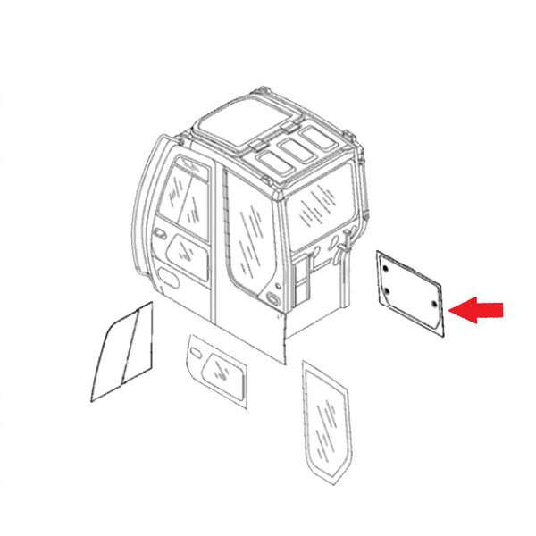 Hitachi 4457180 Zaxis Series Excavator Rear Window Replacement Cab Glass