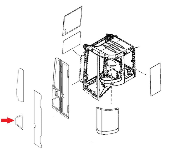 Hitachi 4635165 Zaxis Series Excavator Lower Door Window Replacement Cab Glass