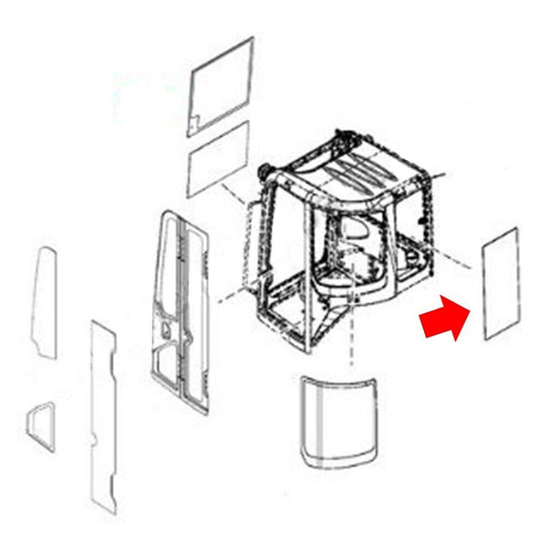 Hitachi 4683794 Zaxis Series Excavator Rear Window Replacement Cab Glass