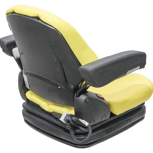 Caterpillar Forklift Seat w/Armrests & Air Suspension - Fits Various Models - Yellow Vinyl