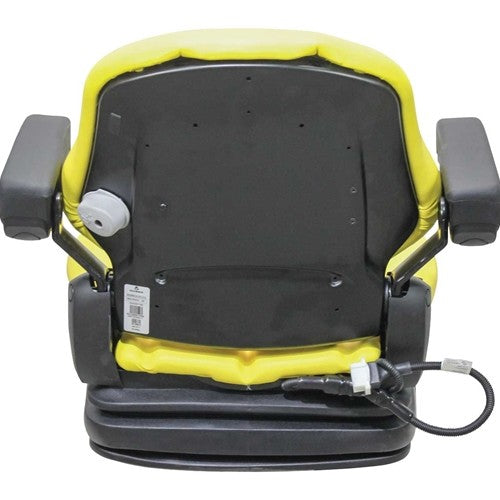 Caterpillar Forklift Replacement Seat w/Armrests & Air Suspension - Fits Various Models - Yellow Vinyl