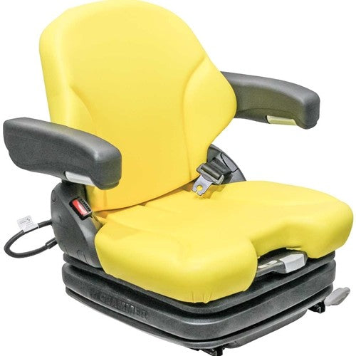 Caterpillar Forklift Replacement Seat w/Armrests & Air Suspension - Fits Various Models - Yellow Vinyl