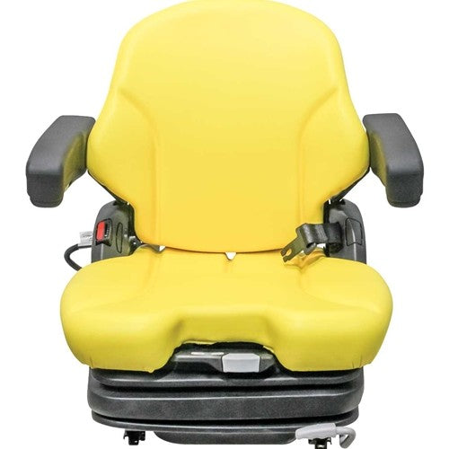 Caterpillar Forklift Replacement Seat w/Armrests & Air Suspension - Fits Various Models - Yellow Vinyl