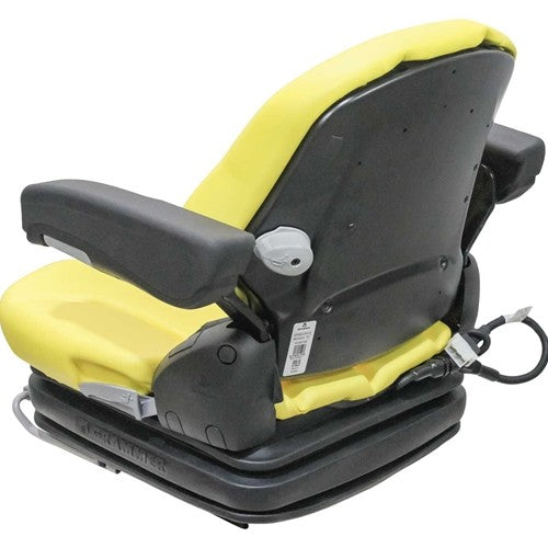 Crown Forklift Seat w/Armrests & Air Suspension - Fits Various Models - Yellow Vinyl