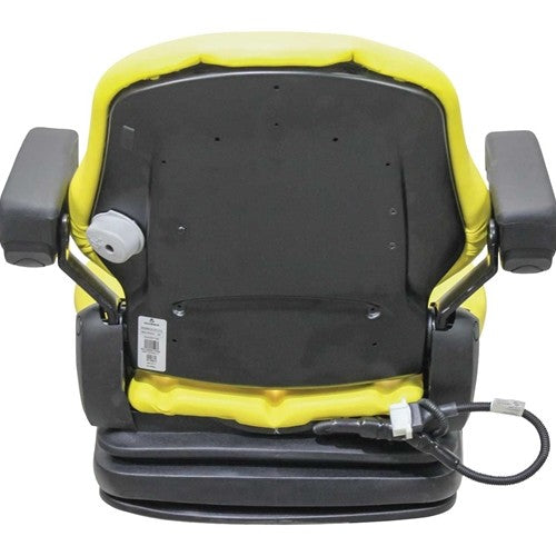 Grasshopper Lawn Mower Seat w/Armrests & Air Suspension - Fits Various Models - Yellow Vinyl