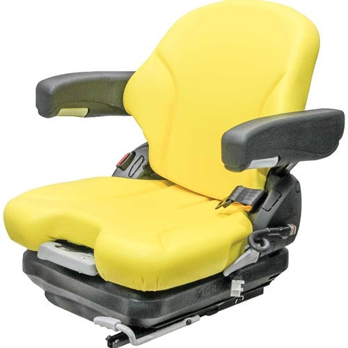 Caterpillar Forklift Replacement Seat w/Armrests & Mechanical Suspension - Fits Various Models - Yellow Vinyl