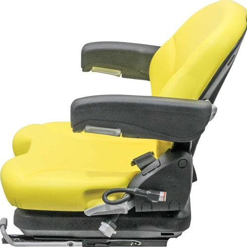 Caterpillar Forklift Seat w/Armrests & Mechanical Suspension - Fits Various Models - Yellow Vinyl