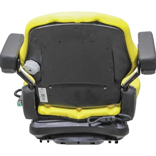 Caterpillar Forklift Replacement Seat w/Armrests & Mechanical Suspension - Fits Various Models - Yellow Vinyl