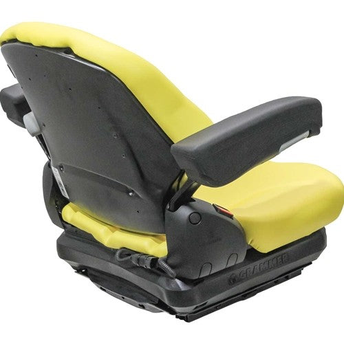 Caterpillar Forklift Replacement Seat w/Armrests & Mechanical Suspension - Fits Various Models - Yellow Vinyl