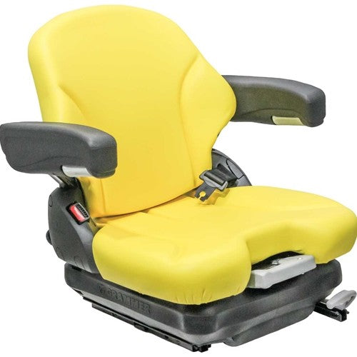 Caterpillar Forklift Seat w/Armrests & Mechanical Suspension - Fits Various Models - Yellow Vinyl