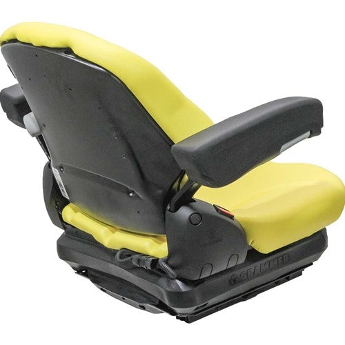 Case Roller Seat w/Armrests & Mechanical Suspension - Fits Various Models - Yellow Vinyl