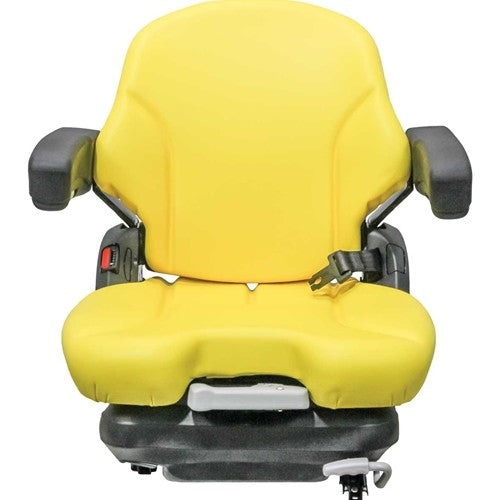 Case Roller Seat w/Armrests & Mechanical Suspension - Fits Various Models - Yellow Vinyl