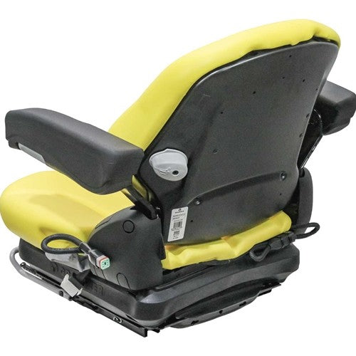Hustler Lawn Mower Seat w/Armrests & Mechanical Suspension - Fits Various Models - Yellow Vinyl