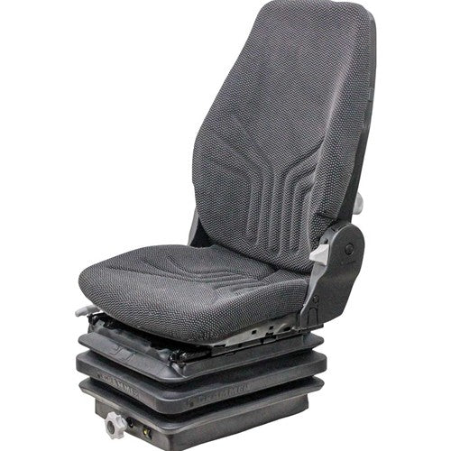 Komatsu Excavator Replacement Seat & Mechanical Suspension - Fits Various Models - Black/Gray Cloth