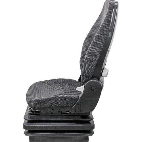 Komatsu Excavator Seat & Mechanical Suspension - Fits Various Models - Black/Gray Cloth