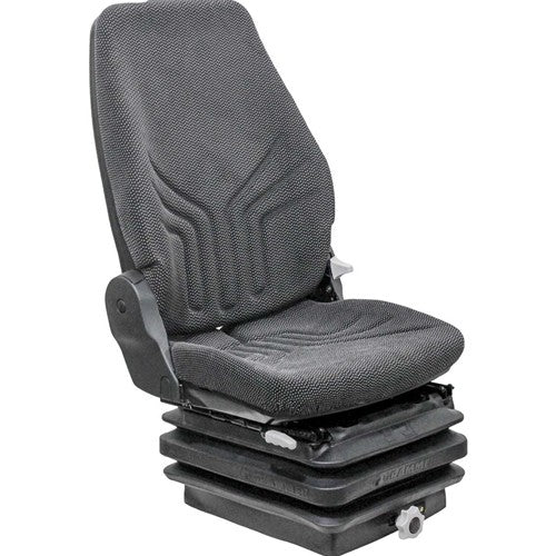 Komatsu Wheel Loader Seat & Mechanical Suspension - Fits Various Models - Black/Gray Cloth