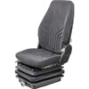 Volvo Wheel Loader Seat & Mechanical Suspension - Fits Various Models - Black/Gray Cloth