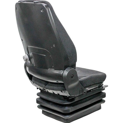 Volvo Wheel Loader Seat & Mechanical Suspension - Fits Various Models - Black/Gray Cloth