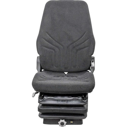 Takeuchi Excavator Seat & Mechanical Suspension - Fits Various Models - Black/Gray Cloth