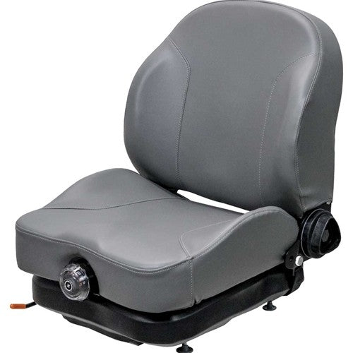 John Deere Lawn Mower Replacement Seat & Mechanical Suspension - Fits Various Models - Gray Vinyl