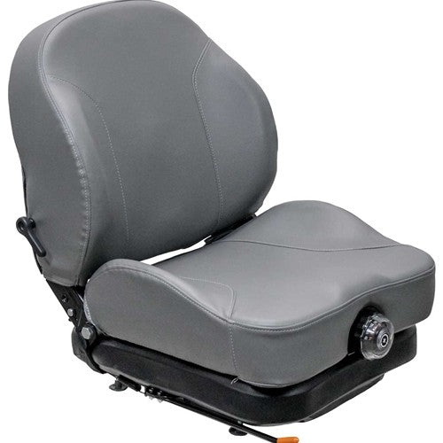 John Deere Lawn Mower Replacement Seat & Mechanical Suspension - Fits Various Models - Gray Vinyl