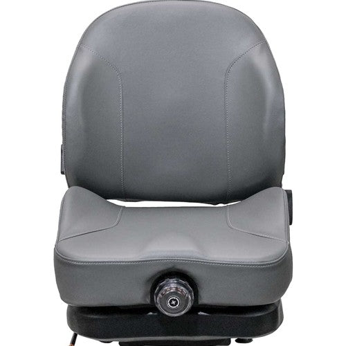 John Deere Lawn Mower Replacement Seat & Mechanical Suspension - Fits Various Models - Gray Vinyl