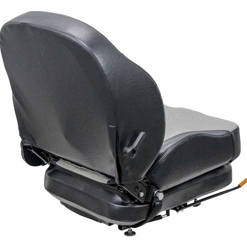 John Deere Lawn Mower Replacement Seat & Mechanical Suspension - Fits Various Models - Black/Silver Vinyl