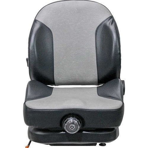 John Deere Lawn Mower Replacement Seat & Mechanical Suspension - Fits Various Models - Black/Silver Vinyl