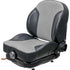 Kubota Lawn Mower Replacement Seat & Mechanical Suspension - Fits Various Models - Black/Silver Vinyl